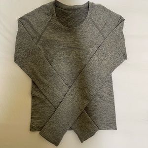 Lululemon Slate/White Long Sleeve Race Length Swiftly Tech